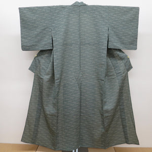 Wool kimono single garment Green pearl horizontal stripes geometric geometric geometric bell collar Casual kimono tailoring