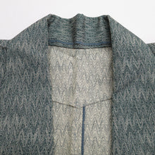 Load image into Gallery viewer, Wool kimono monarch green olight horizontal stripes Geometric Bachi Casual Kimono Tailoring Length 154 cm Used