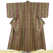 Load image into Gallery viewer, Wool kimono single kimono Color / ocher turtle shell lattice dyed phala