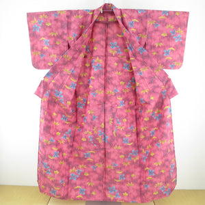 Wool kimono Red purple Shochiku plum pattern woven pattern Bachi collar casual kimono tailoring
