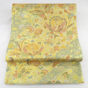 袋帯 やまひで謹製 金色 鳳凰 蝶 花 金糸 六通柄 正絹 フォーマル