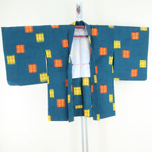 Load image into Gallery viewer, Wool Kimono Ensemble Washi Set Single Geo Green Color Paper Site Weave Text-like Bachi Casual Customer Tailoring Length 153 cm Used
