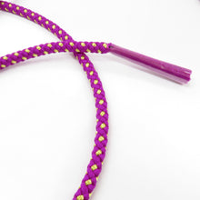 画像をギャラリービューアに読み込む, 帯締め 振袖用 帯〆 紫×赤色 パールビーズ 飾り付き 金糸 絹100% 丸組 成人式 卒業式 和装小物 長さ168cm