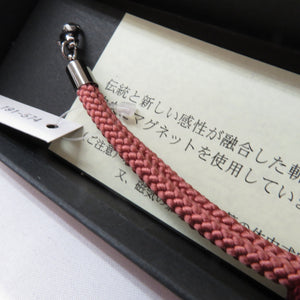 Japanese accessories Hanori string for women Midori Arashi Workshop Square Crown Magnet Silk 100 % Masu Zhu x Red Pure Silk Ladies Kimono Kimono