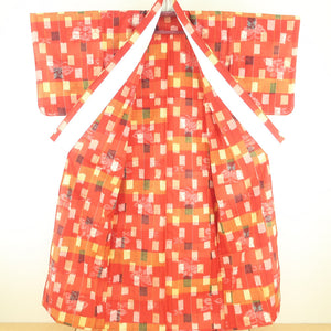 Wool kimono single Red butterfly pattern lattice woven pattern wide collar casual kimono tailor