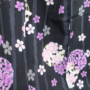Komon Washing Kimono Maru Plum pattern black lined wide collar S size polyester 100 % Color Back back Casual height 162cm beautiful goods