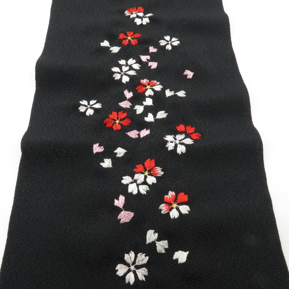 着付け小物 お買い得セット 刺繍半衿 3点セット 黒×白×カラシ 花刺繍