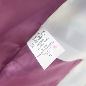 小紋 洗える着物 笹と松葉に牡丹柄 紫色 袷 広衿 Mサイズ ポリエステル100％ カジュアル 身丈165cm 美品