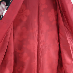 hiromichi nakano ヒロミチナカノ 小紋 洗える着物 梅に麻の葉柄 黒色 袷 広衿 Mサイズ カラー胴裏 ポリエステル100％ カジュアル 身丈163cm 美品