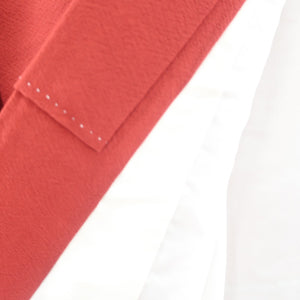 One crested crest crest with crested crested collar red brown pure silk tailoring kimono 152cm beautiful goods