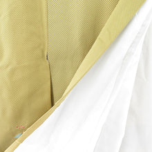 画像をギャラリービューアに読み込む, 小紋 袷 広衿 黄土 正絹 カジュアル着物 仕立て上がり サイズ小さめ 身丈147cm 美品