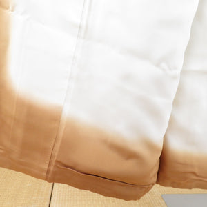 小紋 袷 広衿 黄土 正絹 カジュアル着物 仕立て上がり サイズ小さめ 身丈147cm 美品