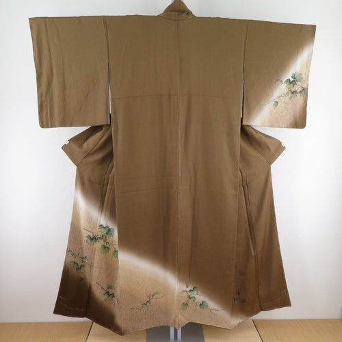 Visit landing area Vulse vine pure silk wide collar lined semi -formal kimono brown tailoring rising height 151cm unused item