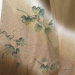 訪問着 膨れ地 蔓草 正絹 広衿 袷 セミフォーマル着物 茶色 仕立て上がり 身丈151cm 未使用品