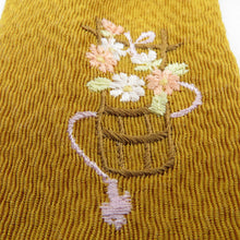 Load image into Gallery viewer, Hair ornaments / Kanzashi Silk Ribbon Crepe Golden -colored Slow -rolled flower basket with embroidery 100 % Silk Hair Accessories Hama Kimono Graduation