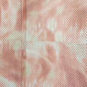 紬 着物 紺地 オレンジ茶 抽象柄 正絹 袷 バチ衿 カジュアル 仕立て上がり  身丈158cm 美品