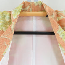 Load image into Gallery viewer, Tsumugi Kimono Orange Flowers Pure Silk Lined Bee Bee Casual Casual Tailor
