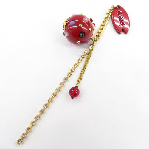 Matsumatsu -an -an busho Japanese small Japanese accessory band decoration Colorful large balls red bead chain rhinestone accessory casual Japanese clothing beautiful goods