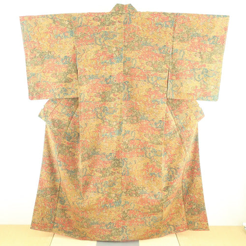 Komon Brown Flower Sarasa Pure Silk Pure Lined Bee Back Collar Casual Tailor