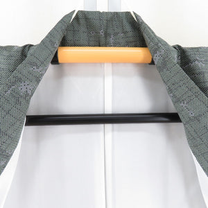 紬 着物 緑系 正絹 袷 バチ衿 カジュアル 仕立て上がり  身丈158cm 美品