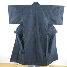 Load image into Gallery viewer, Tsumugi Kimono Kimono Navy Blue Silk Yokasumi Pattern Lined Bachi Casual Casual Tailor