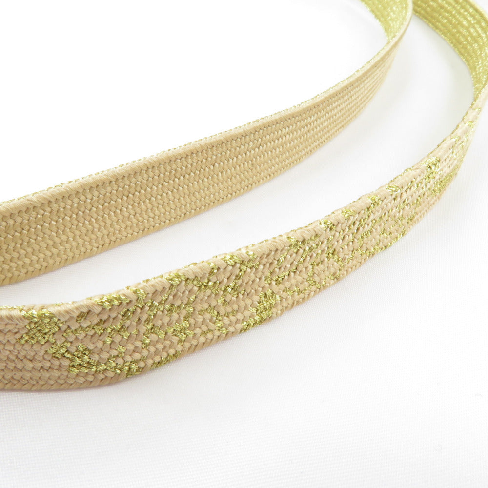 帯締め 平組 絹100% ベージュ系 赤白橡×金色 金属糸使用 帯〆 正絹