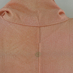色無地 ぼかし 格天井 袷 広衿 橙色 正絹 花菱紋 一つ紋 フォーマル 仕立て上がり着物 身丈165cm 美品