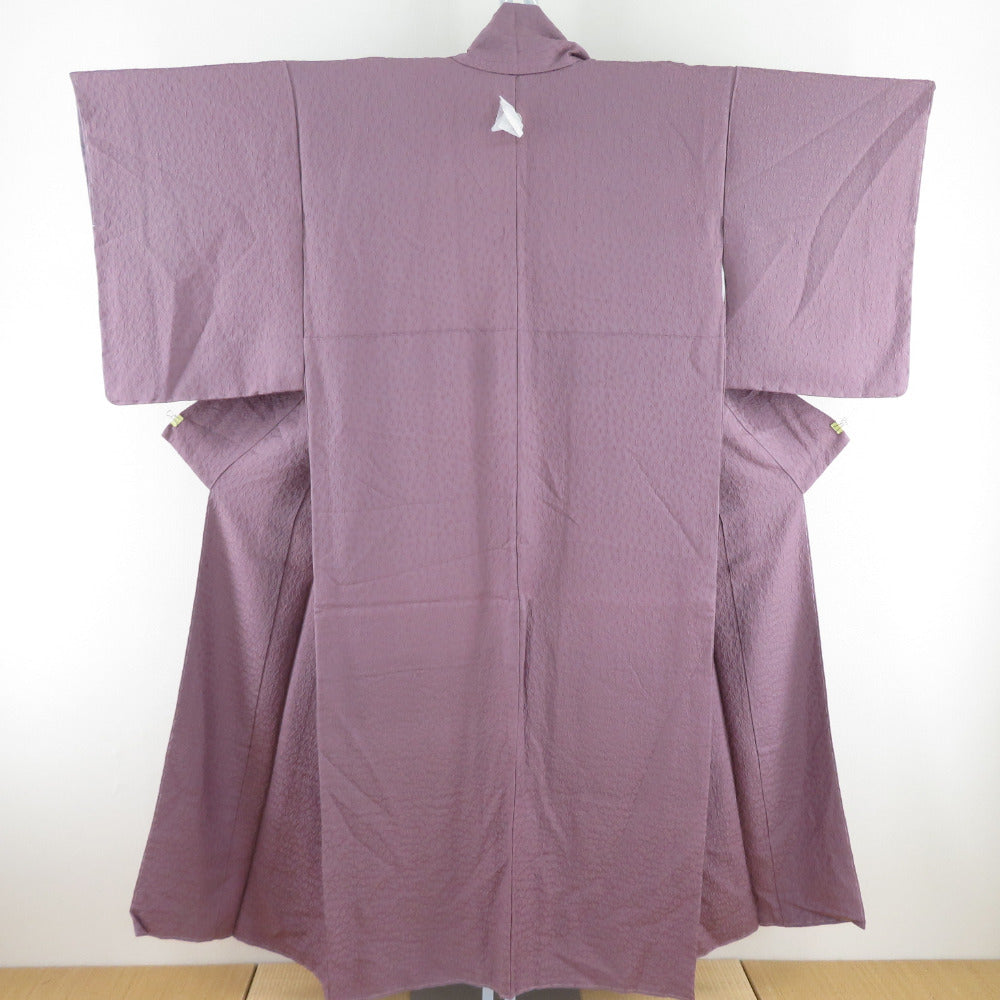 色無地 膨れ 袷 広衿 紫色 正絹 蔦紋 一つ紋 フォーマル 仕立て上がり着物 身丈148cm 美品