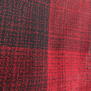 ウール着物 単衣 赤・黒色 市松柄 織り文様 バチ衿 カジュアルきもの 仕立て上がり 身丈151cm 美品