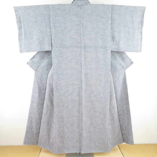 Komon crepe flowing water to flower pattern pure silk gray color lined wide collar Casual tailoring kimono 150cm beautiful goods