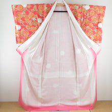 Load image into Gallery viewer, Komon Chrysanthemum Pure Silk Red Pink Lined Lined Lined Contact Casual Tailoring Kimono Studio 162cm Beautiful goods