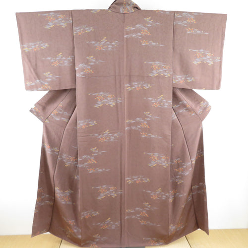 South astronomical -like pure silk brown lined lined lined wide collar casual tailoring kimono 155cm