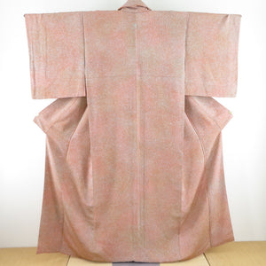 小紋 たたき染め文様 一つ紋 正絹 茶色 袷 広衿 仕立て上がり着物 身丈160cm 美品