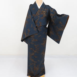 Tsumugi Kimono Oshima Tsumugi Rural Weaving Popular Lined Collar Black Black Black Black Pure Silk Casual Casual Kimono