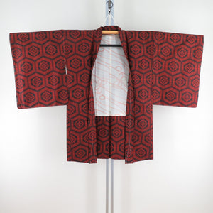 Tsumugi Kimono Ensemble Ensemble Tortoise Black Black Black Lined Lined Lined Wide Collar Haori Set Casual Kimono Tailor 168cm