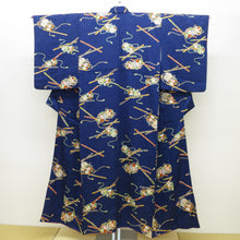 Load image into Gallery viewer, Komon small size Navy blue cylindrical pussy horses (from the shoulder) Approximately 3 shaku 9 inch 9 minutes (151.5cm) Wide collar lined casual dressing practice