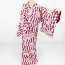 Load image into Gallery viewer, HIROMICHI NAKANO (Hiromichinakano) Small crest Washable kimono pattern flower pattern red lined lined wide collar M size back polyester 100 % Casual height 161cm