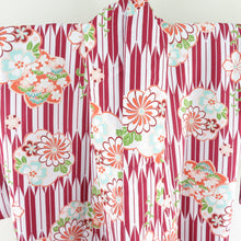 Load image into Gallery viewer, HIROMICHI NAKANO (Hiromichinakano) Small crest Washable kimono pattern flower pattern red lined lined wide collar M size back polyester 100 % Casual height 161cm