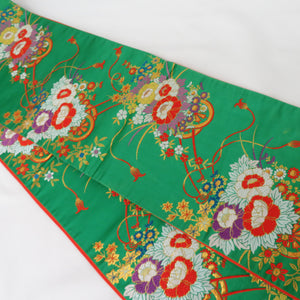 Pure silk child belt green flower carmel girl all pattern woven text length 388cm beautiful goods