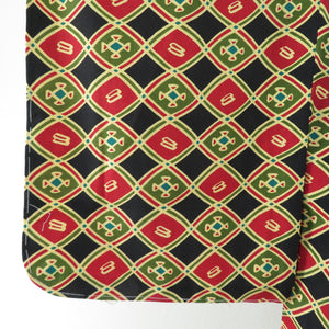 Wool kimono single clothing black / red lattice pattern dyed pattern Bee collar casual kimono tailoring up 161cm beautiful goods