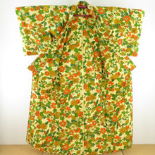 Load image into Gallery viewer, Wool kimono Kimono Kimono Yellow Flower Pattern Point Bachi Casual Casual Kimono Tailor