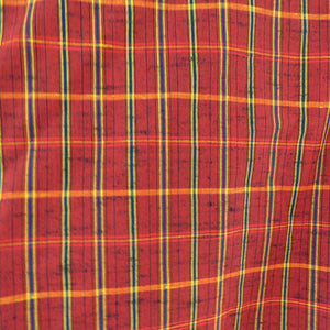 Wool kimono single garment red lattice woven woven pattern Bee collar casual kimono tailoring height 151cm