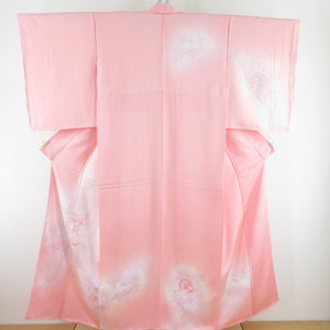 付下げ 袷 バチ衿 正絹 ピンク色 牡丹 紋なし セミフォーマル着物 仕立て上がり 身丈153cm 美品