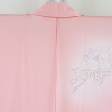 画像をギャラリービューアに読み込む, 付下げ 袷 バチ衿 正絹 ピンク色 牡丹 紋なし セミフォーマル着物 仕立て上がり 身丈153cm 美品