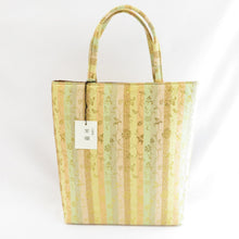 Load image into Gallery viewer, Japanese Bag Brocade Back Back Back Back Back Vertical Flower Gold A4 Size Bag Tote Bag Subbag Formal Outing Kimonou