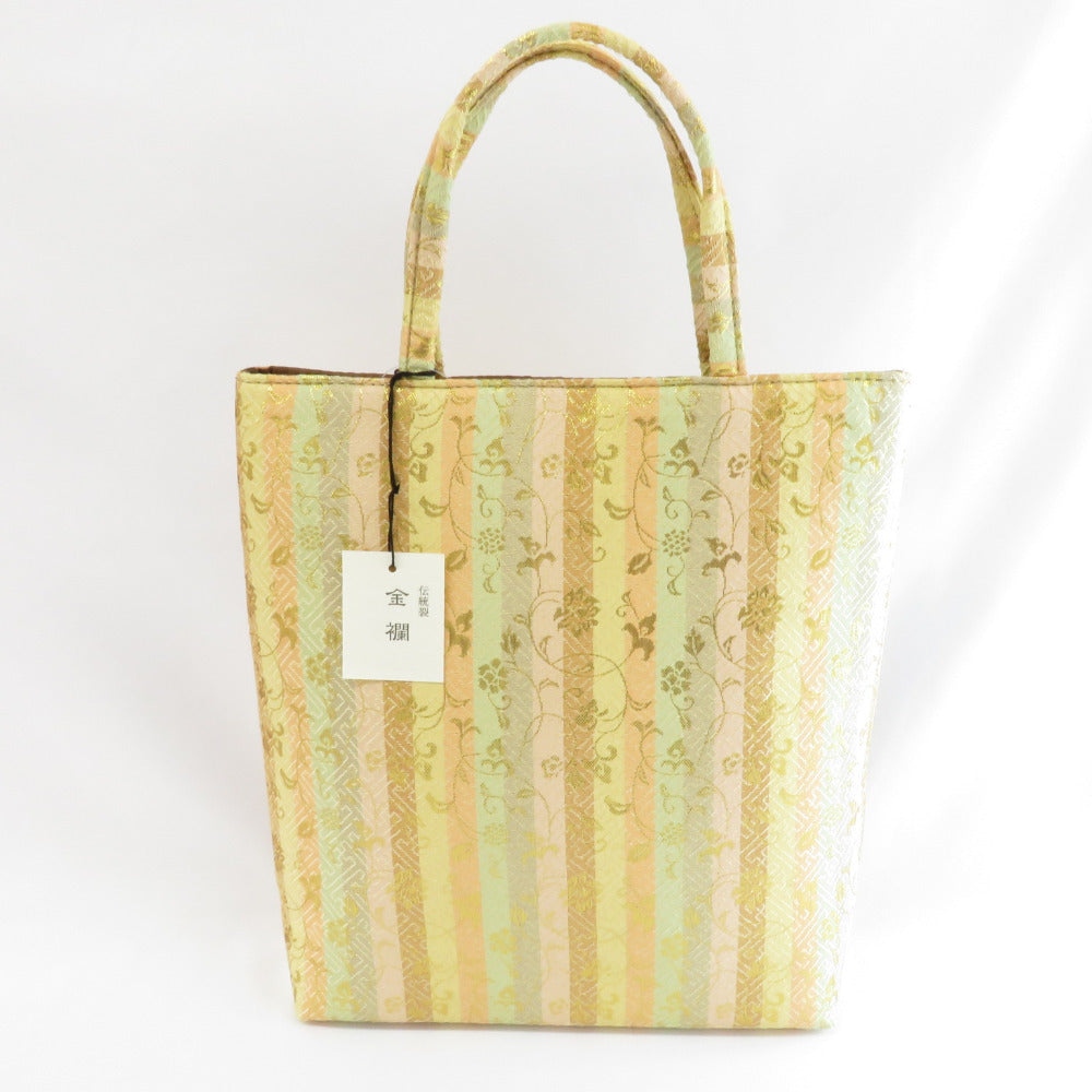 Japanese Bag Brocade Back Back Back Back Back Vertical Flower Gold A4 Size Bag Tote Bag Subbag Formal Outing Kimonou