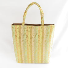 Load image into Gallery viewer, Japanese Bag Brocade Back Back Back Back Back Vertical Flower Gold A4 Size Bag Tote Bag Subbag Formal Outing Kimonou