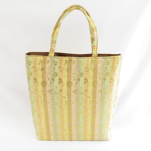 Japanese Bag Brocade Back Back Back Back Back Vertical Flower Gold A4 Size Bag Tote Bag Subbag Formal Outing Kimonou