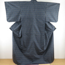Load image into Gallery viewer, Tsumugi Kimono Ensemble Flower Karo Komi Pure Black Black Blue Black Lined Lined Ball Haori Set Casual Kimono Tailor