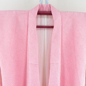 小紋 総絞り 正絹 桃色 袷 バチ衿 カジュアル 仕立て上がり着物 身丈157cm